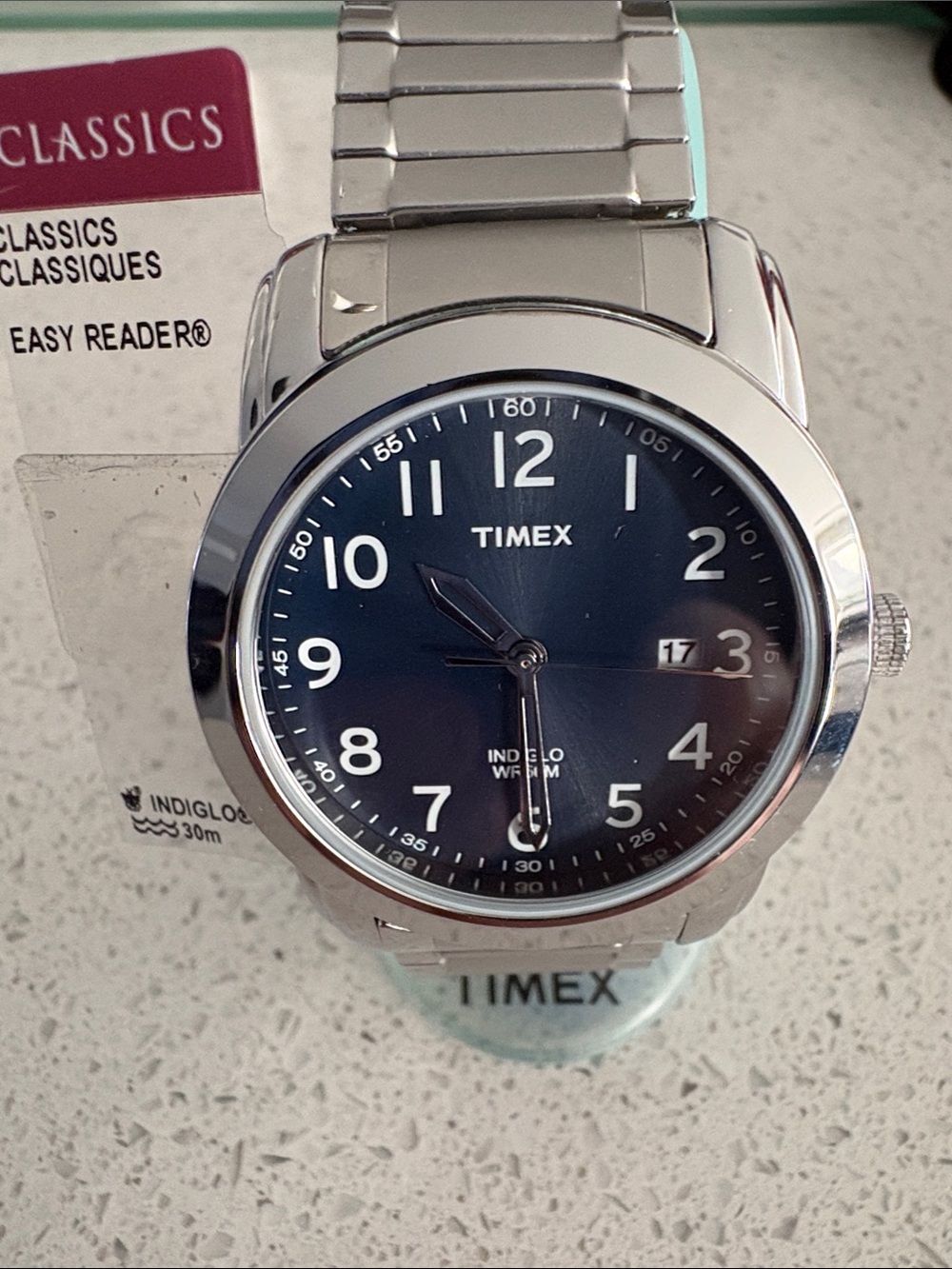 Timex Silver Stainless Steel Watch with Blue Dial